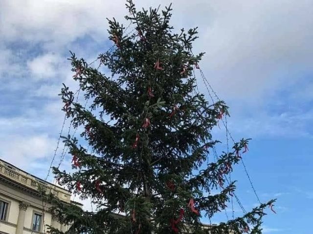 Immagini Di Natale Con Donne.Firenze Un Albero Di Natale Con Scarpe Rosse Contro La Violenza Sulle Donne