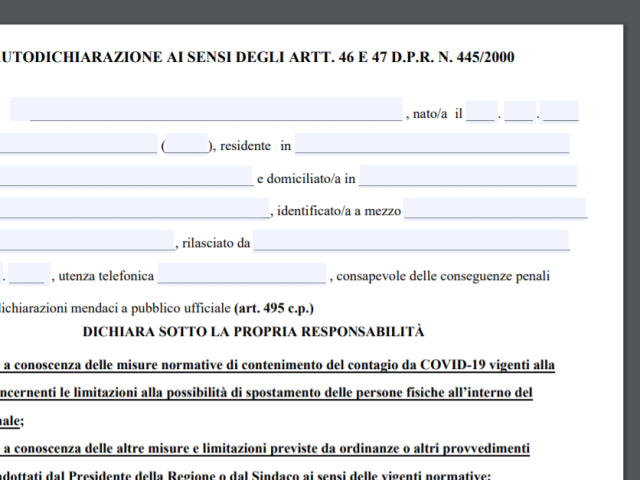 Nuovo Dpcm A Novembre Torna L Autocertificazione Per Gli Spostamenti
