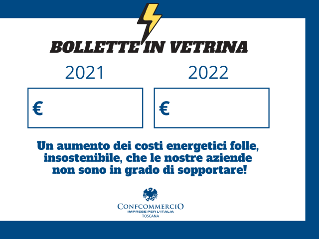 &quot;Bollette in vetrina&quot;: Fipe-Confcommercio lancia una iniziativa nazionale per mostrare i costi dell&#039;energia in forte aumento